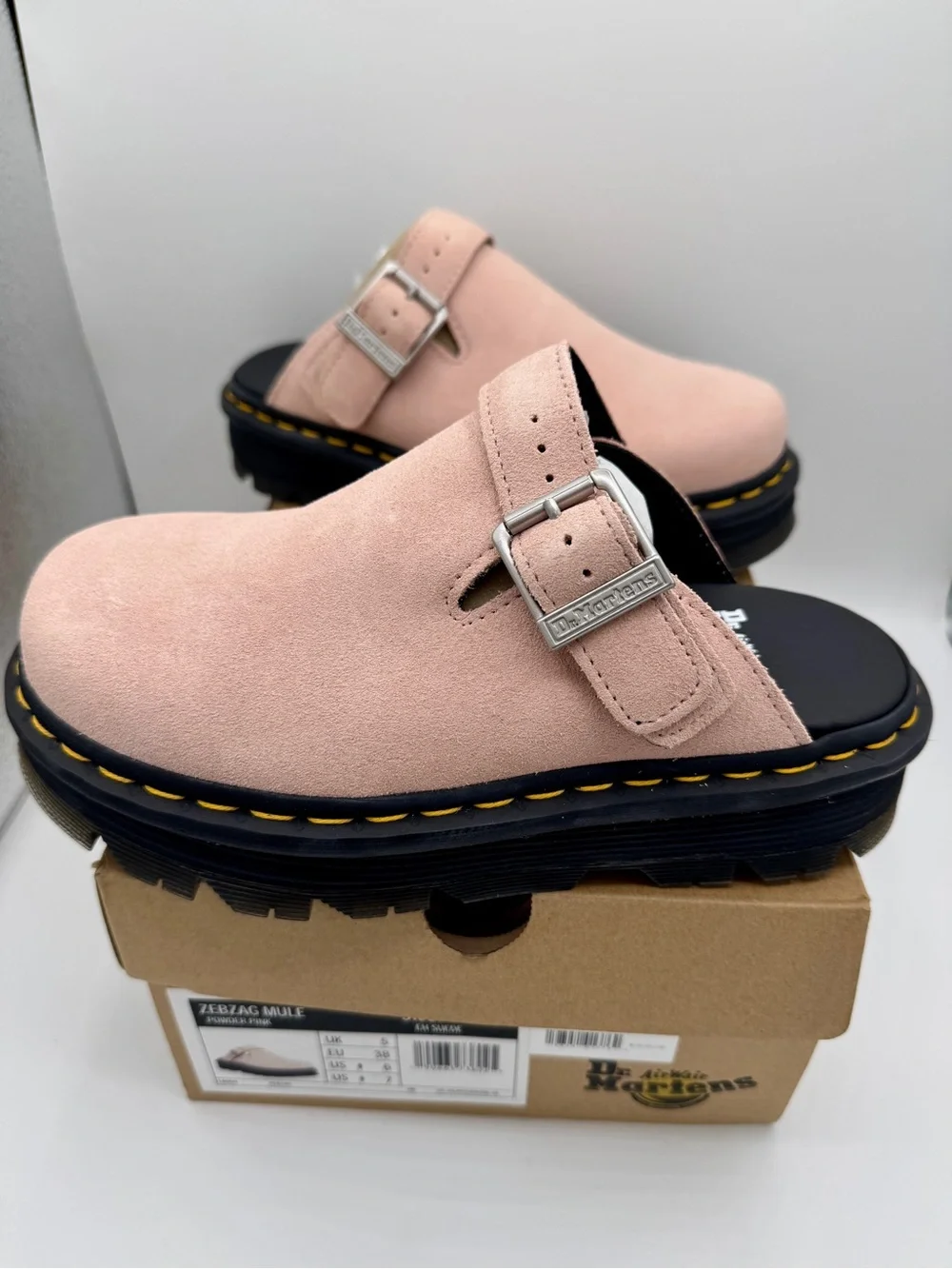 NWT Dr Martens Zebzag Mule Unisex , Powder Pink Platforms